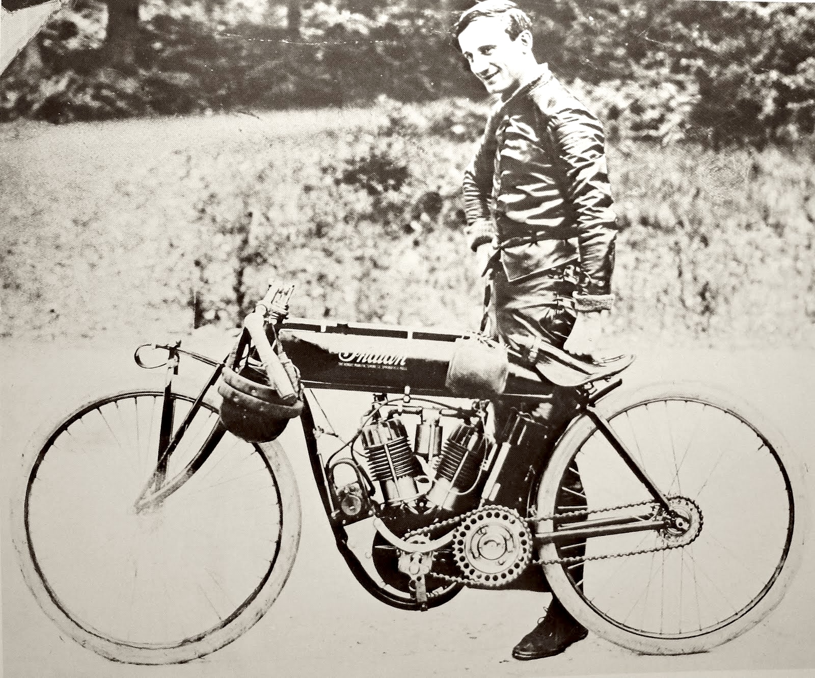 Jake DeRosier on an Indian at the 1911 Isle of Man TT